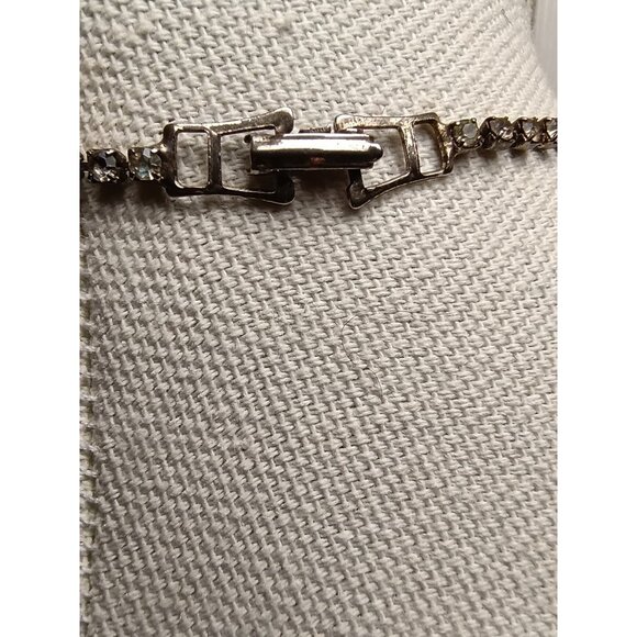 Vintage Sapphire Blue Clear Rhinestone Paste Choker Necklace Statement Cocktail - Picture 6 of 15